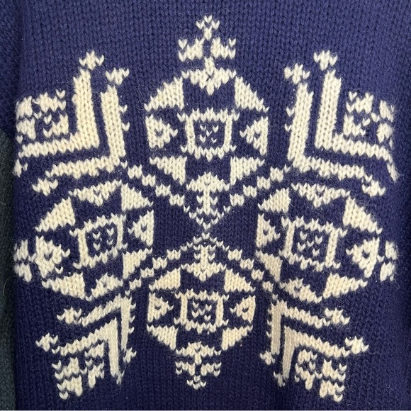 Vintage American Eagle Outfitters Wool Knit Sweater ColorBlock Snowflake Sz L - Picture 5 of 8